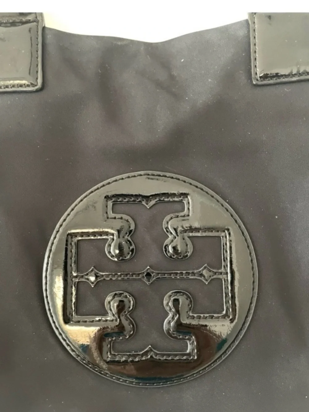 Tory Burch TORY BURCH ELLA TOTE •BLACK LOGO •SHOULDER PURSE •NYLON PATENT TRIM